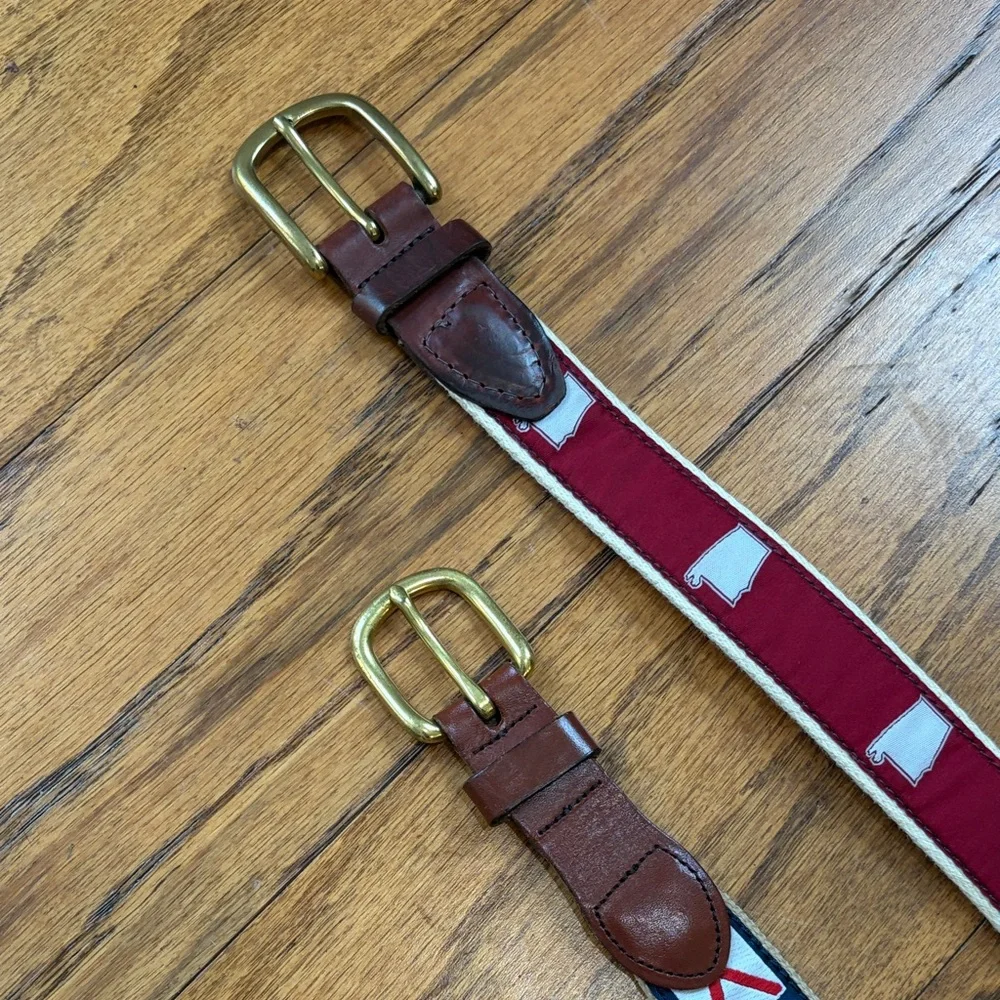 2 Stylish Alabama Belts with Colorful Patterns of state and state flag